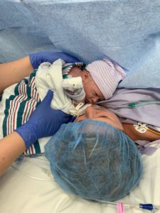 Baby born with CHD meeting his mother